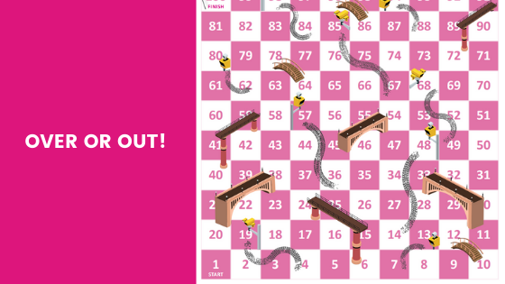 Lockdown Boredom Breaker: Over or Out Snakes & Ladders Game!